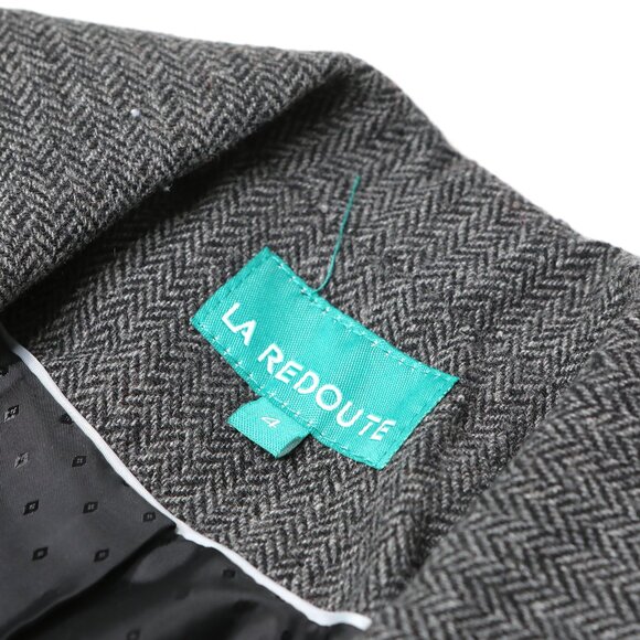 La Redoute Wool Blend Blazer Jacket Grey Herringbone Pattern Classic Ruffles - Picture 7 of 13